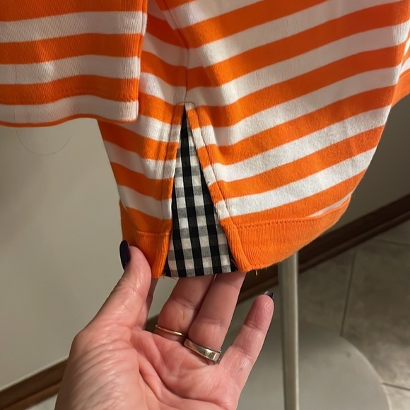 RAFAELLA weekend woman’s orange white striped top 100% cotton boat neck size L - Picture 4 of 9